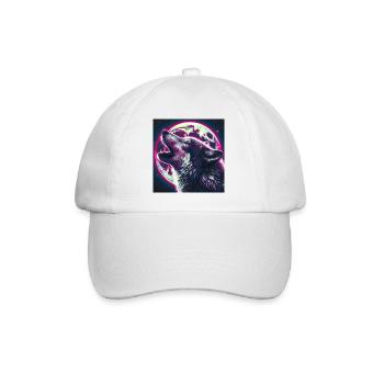 Wolf heult zum Vollmond - Baseballkappe - Weiß/Weiß - Vorne