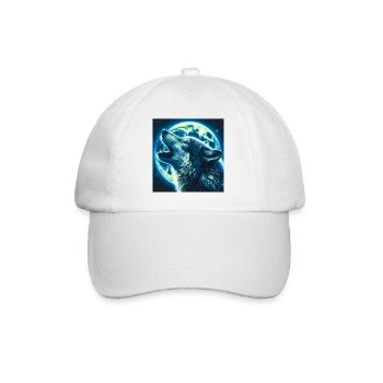 Wolf heult zum Vollmond - Baseballkappe - Weiß/Weiß - Vorne