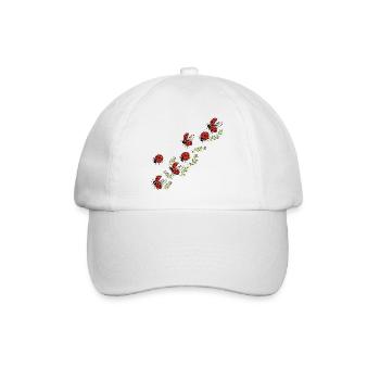 Flug von Marienkäfern und Blumen auf dem Land - Baseballkappe - Weiß/Weiß - Vorne