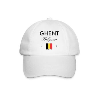 Gent Belgien Koordinaten Reise Souvenir - Baseballkappe - Weiß/Weiß - Vorne
