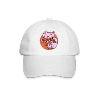 Katze frisst Krebs auf - Baseballkappe - Weiß/Weiß - Vorne