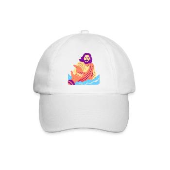Jesus – Retro Pop Art - Baseballkappe - Weiß/Weiß - Vorne
