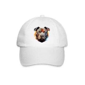 Colorful Polygonal Dog - 052 - Baseball Cap - white/white - Front