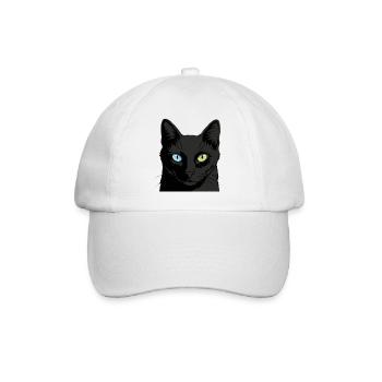 Zweifarbige Katze mit Heterochromie - Baseballkappe - Weiß/Weiß - Vorne