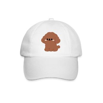 Brauner Pudel-Plüsch-Charme - Baseballkappe - Weiß/Weiß - Vorne