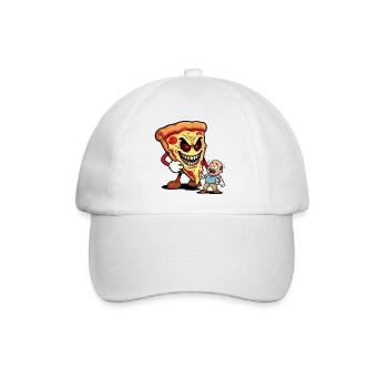 Pizza-Monster-Bedrohung - Baseballkappe - Weiß/Weiß - Vorne
