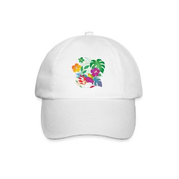 Tropical Flowers and Leaves Design - Baseball Cap - white/white - Front
