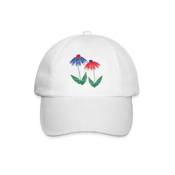 Flowers Blue Red - Baseball Cap - white/white - Front