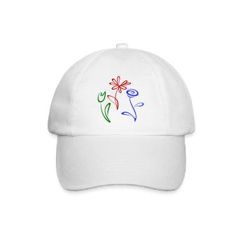 Three flowers - Baseball Cap - white/white - Front