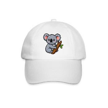 Pixel koala on a branch – retro forest motif - Baseball Cap - white/white - Front