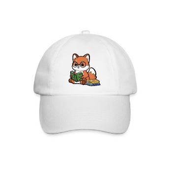 Reading fox with glasses and books - Baseball Cap - white/white - Front