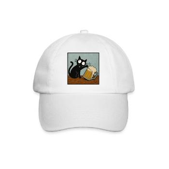 Chat de la bière, Amoureux de la bière, Boire de la bière, Chats - Casquette classique - blanc/blanc - Devant