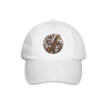 Ornamental giraffe with flower pattern - Baseball Cap - white/white - Front