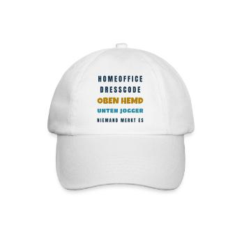 Homeoffice Dresscode Oben Hemd unten Jogger - Baseballkappe - Weiß/Weiß - Vorne