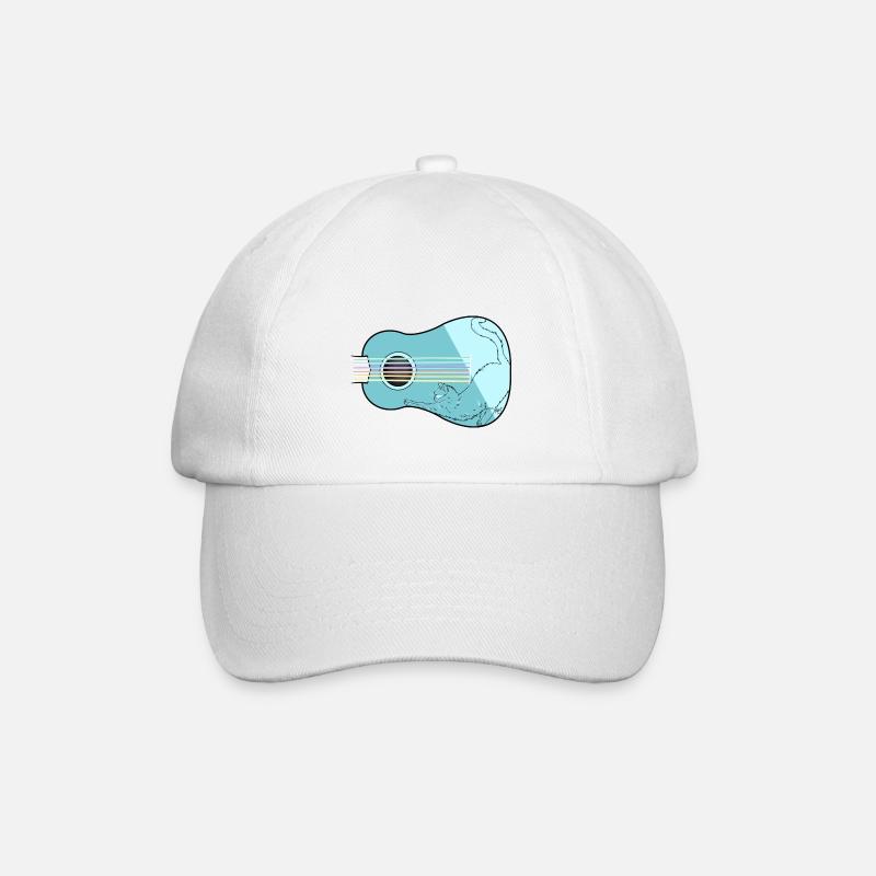 Guitar Cat - Baseball Cap - white/white