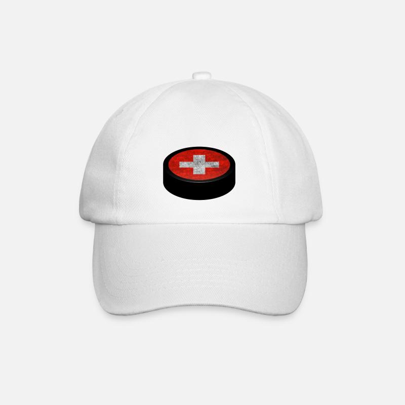 Team Schweiz Eishockey Puck - Baseballkappe - Weiß/Weiß