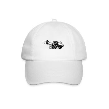 Lademaschine Silhouette Radlader Steinbruch - Baseballkappe - Weiß/Weiß - Vorne