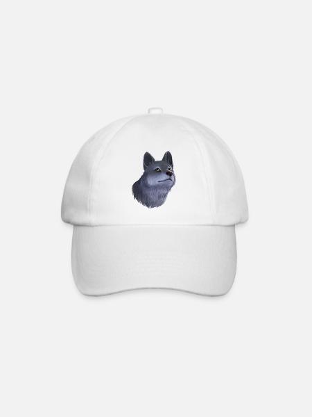 Wolf Porträt - Baseballkappe - Weiß/Weiß