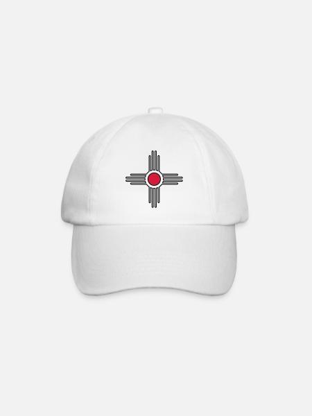 Zia Sonne, Mexiko, Indianer Symbol - Baseballkappe - Weiß/Weiß