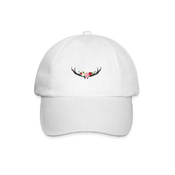 Bois de cerf avec des fleurs - Casquette classique - blanc/blanc - Devant
