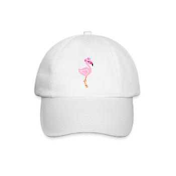 Flamingo with flower headband - Baseball Cap - white/white - Front