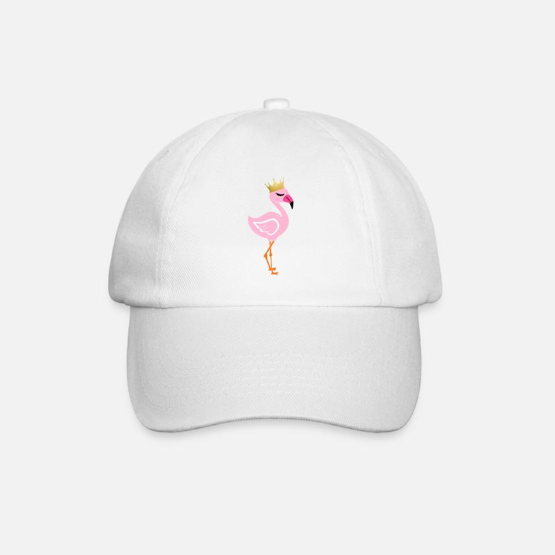 Flamingo with crown - Baseball Cap - white/white
