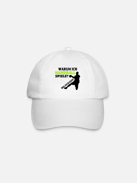 Warum ich Hanball Spiele Handballer Geschenk - Baseballkappe - Weiß/Weiß