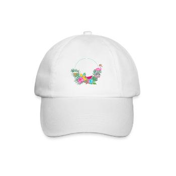 beachy_wreath_flamingo - Baseball Cap - white/white - Front