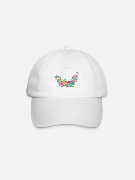 beachy_wreath_flamingo - Baseballkappe - Weiß/Weiß