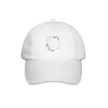 Blumen Geometrisch Blau Rosa personalisierbar - Baseballkappe - Weiß/Weiß - Vorne