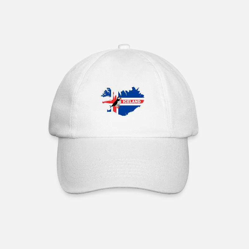 Isländische Flagge Island Puffin Papageitaucher - Baseballkappe - Weiß/Weiß