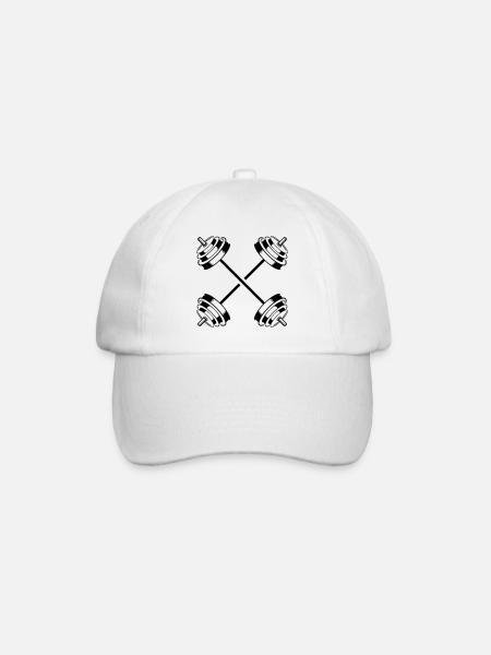 hantel icon gewichte symbol langhantel - Baseballkappe - Weiß/Weiß