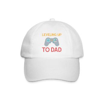 Leveling up to dad Vater Opa Onkel Geschenk - Baseballkappe - Weiß/Weiß - Vorne