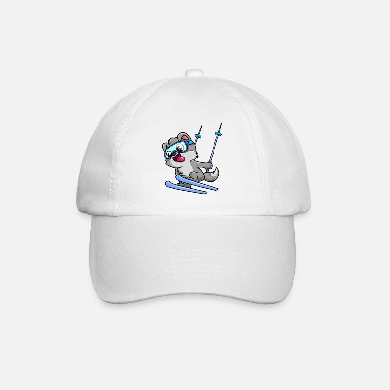 wolf ski comic baby - Baseballkappe - Weiß/Weiß
