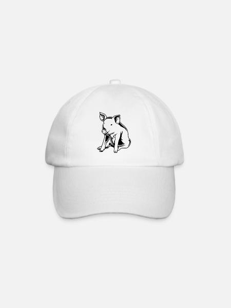 Schwein Sau Eber Silhouette - Baseballkappe - Weiß/Weiß