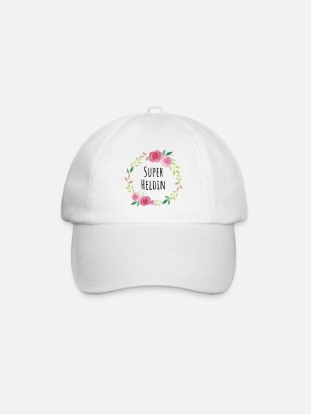 Super Heldin Feministin Muttertag Geschenk Blumen - Baseballkappe - Weiß/Weiß