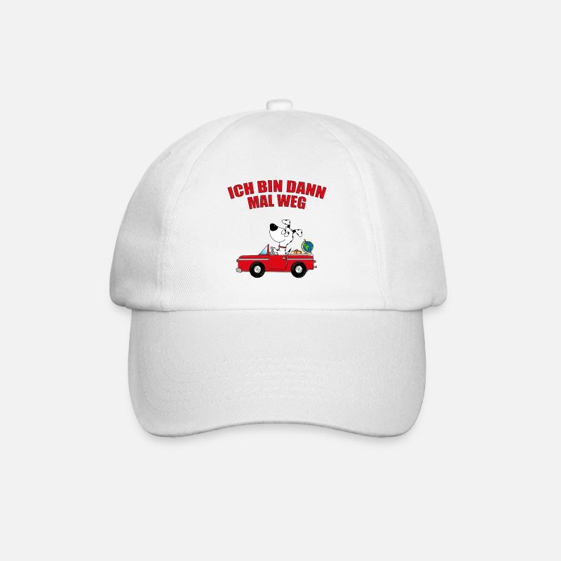ICH BIN DANN MAL WEG - HUND - AUTO - REISE - TIER - Baseballkappe - Weiß/Weiß