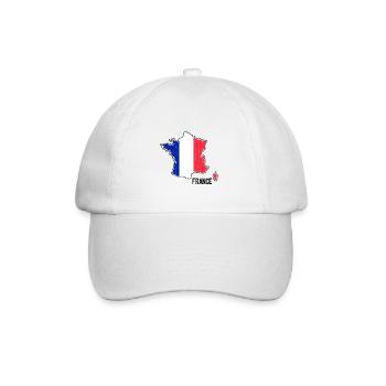 France Flag Map Outline - Baseball Cap - white/white - Front