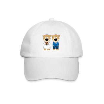 HOCHZEIT - HEIRATEN - LIEBE - BRAUTPAAR - TEDDYS - Baseballkappe - Weiß/Weiß - Vorne