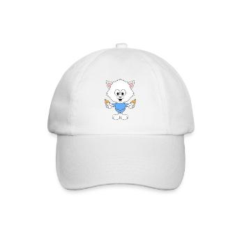 KATZE - CAT - BABY - NACHWUCHS - GEBURT - TIER - Baseballkappe - Weiß/Weiß - Vorne