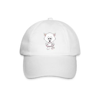 KATZE - CAT - KINDER - BABY - TIER - TIERISCH - Baseballkappe - Weiß/Weiß - Vorne