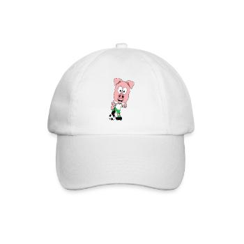 SCHWEIN - FUßBALL - SPORT - TIER - KIND - BABY - Baseballkappe - Weiß/Weiß - Vorne