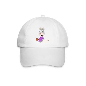 ZIEGE - HEXE - HEXENBESEN - TIER - KIND - BABY - Baseballkappe - Weiß/Weiß - Vorne