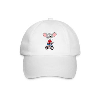 MAUS - FAHRRAD - TIER - KINDER - BABY - FUN - Baseballkappe - Weiß/Weiß - Vorne