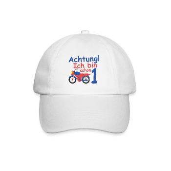 Geburtstagsshirt 1 jahr Motorrad baby Jungen - Baseballkappe - Weiß/Weiß - Vorne