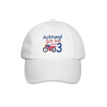 Geburtstagsshirt 3 jahr Motorrad baby Junge - Baseballkappe - Weiß/Weiß - Vorne