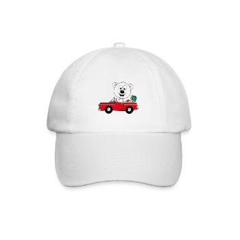 EISBÄR - AUTO - REISE - URLAUB - FERIEN - TIER - Baseballkappe - Weiß/Weiß - Vorne