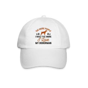 Je mehr Menschen ich treffe, desto mehr liebe ich meinen Dobermann - Baseballkappe - Weiß/Weiß - Vorne