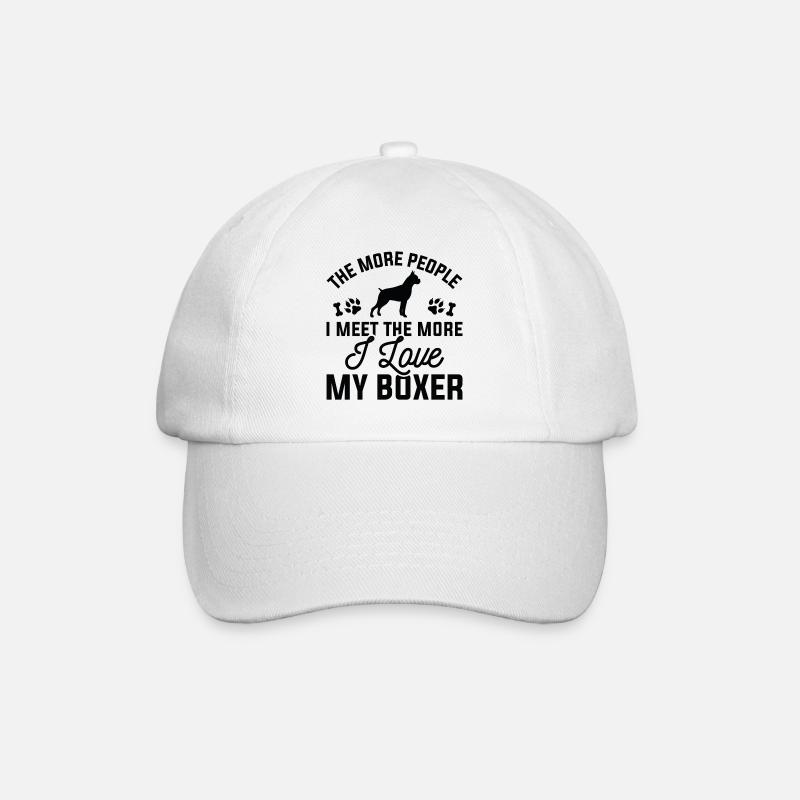 Plus je rencontre de gens, plus j’aime mon boxer - Casquette classique - blanc/blanc