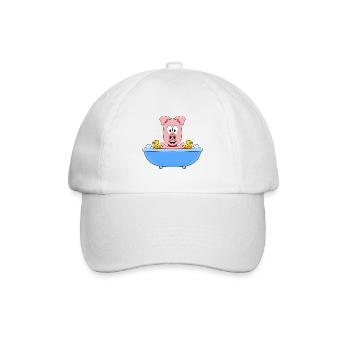 SCHWEIN - BADEWANNE - TIER - KIND - BABY - FUN - Baseballkappe - Weiß/Weiß - Vorne